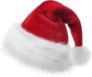 Christmas Hat Santa Hats for Adults Unisex Red Velvet Extra Thicken Xmas Hat