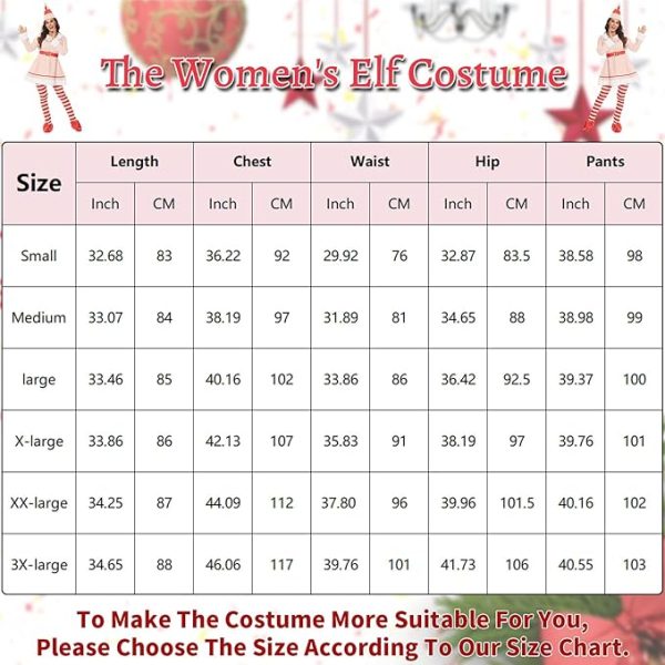 Elf Costume for Women The Elf Costume Adult Halloween Christmas Movies Cosplay Outfits sizes