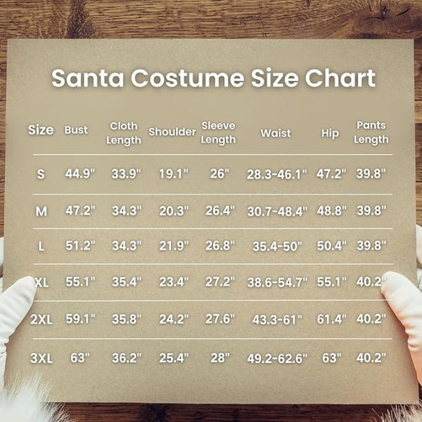 Santa Claus Costume for Men Santa Suit Adults 11pcs sizes