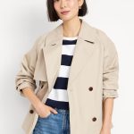 Oversized Double Breasted Short Trench Coats