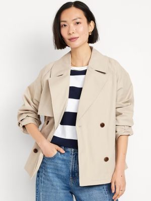 Oversized Double Breasted Short Trench Coat