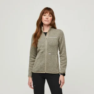 FIGS Women Heather Light Oak On-Shift-Sweater Knit Jacket